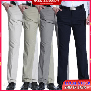 Quần Nam Quần Thường Ngày Rời Thẳng Cao Cấp Kaki Cotton Slack Quần Trang Trọng Chinos Người Công Sở Quần Áo Off-White