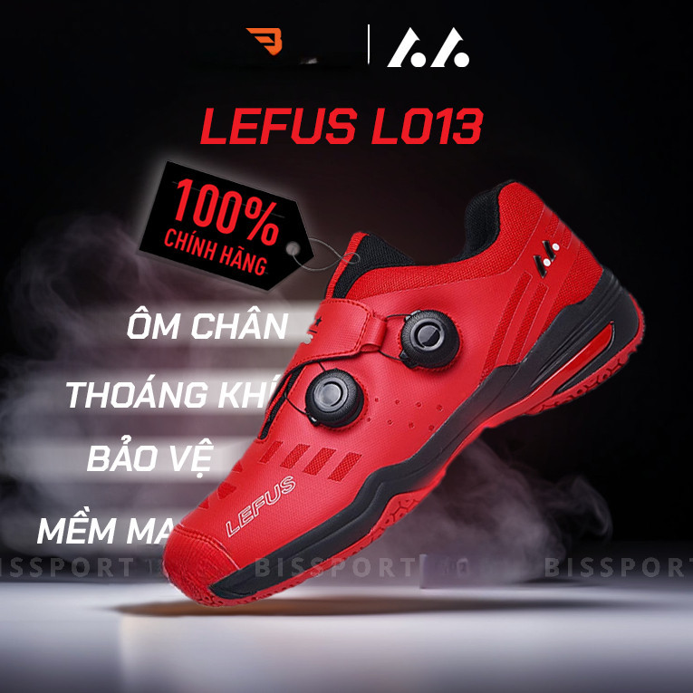 Giày Cầu Lông Bóng Chuyền Lefus Chính Hãng L013 Đỏ - Thiết Kế Nút Vặn, Giày Bám Sàn Tốt Và Giảm Chấn