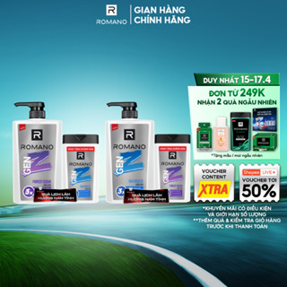[TẶNG Dầu gội nam 150G] Dầu gội nam Romano Gen Z hương Sea Breeze/Forest Cedar 610g/chai
