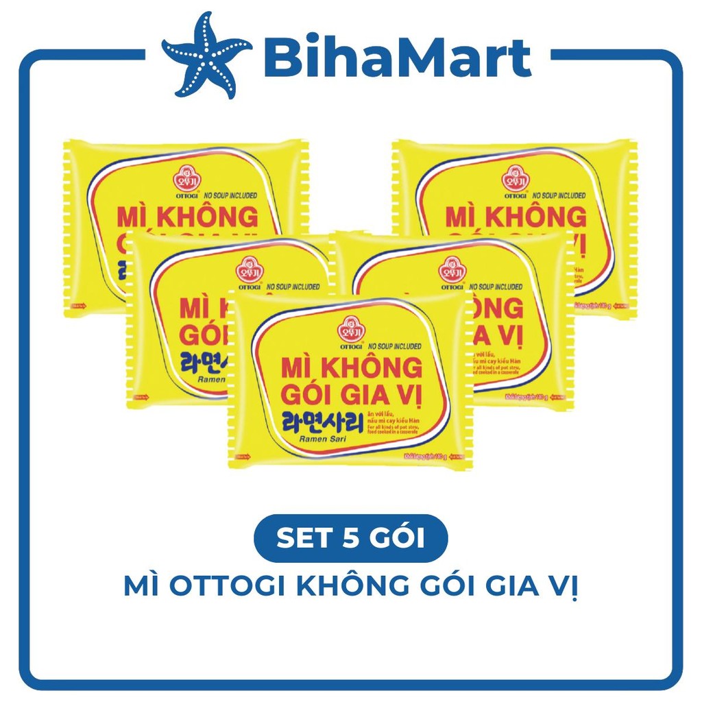 [SET 5 GÓI] - OTTOGI - Mì Ottogi không gói gia vị, Mì không gia vị ăn liền Ottogi, Mì ăn liền Otogi 