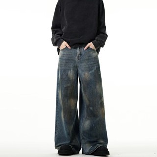 Retro Quần jean Nam Kẻ Sọc Xanh Chân Rộng Rời Thẳng Quần jean Nam skinny Phù Hợp Với Quần jean denim Cho Nam baggy Quần jean