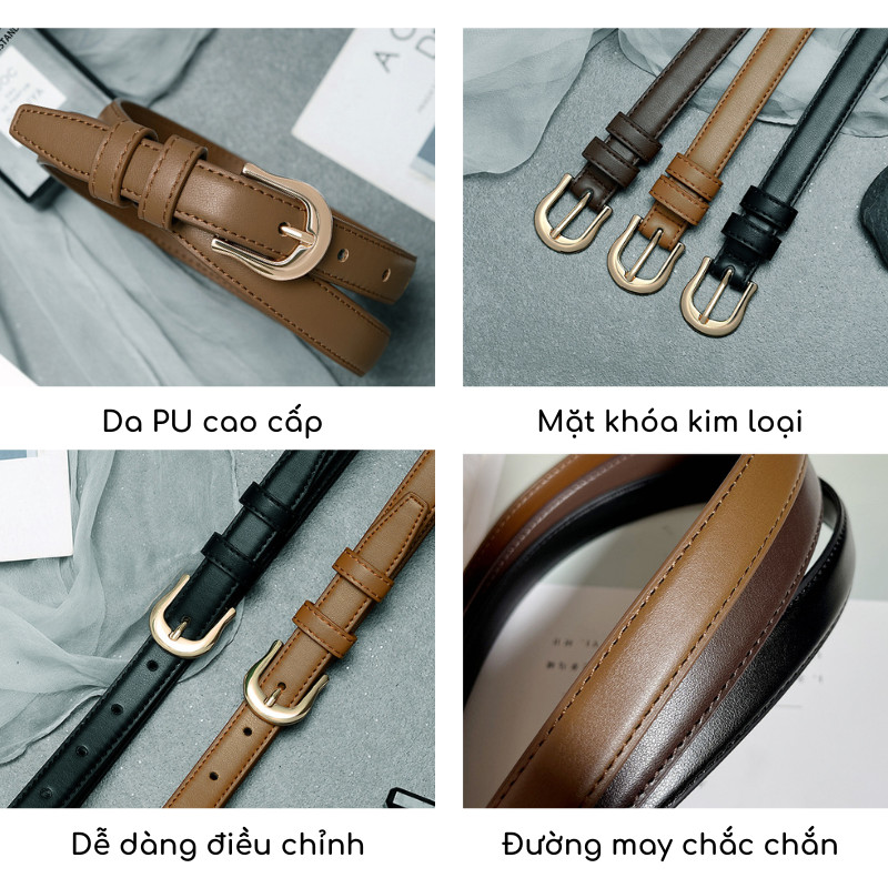 Thắt lưng nữ bản nhỏ Mely Fashion da PU cao cấp dây nịt dây đai nữ khóa kim loại phong cách mới hiện đại TL11 | BigBuy360 - bigbuy360.vn
