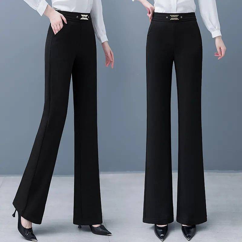 Fleece-lined Bootleg Pants Women's Autumn and Winter New High Waist Stretch Middle-Aged Women's Pant