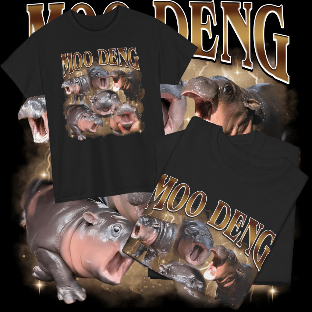 Áo thun Moodeng hippo Bouncy Pig Bootleg Nâu S-5XL