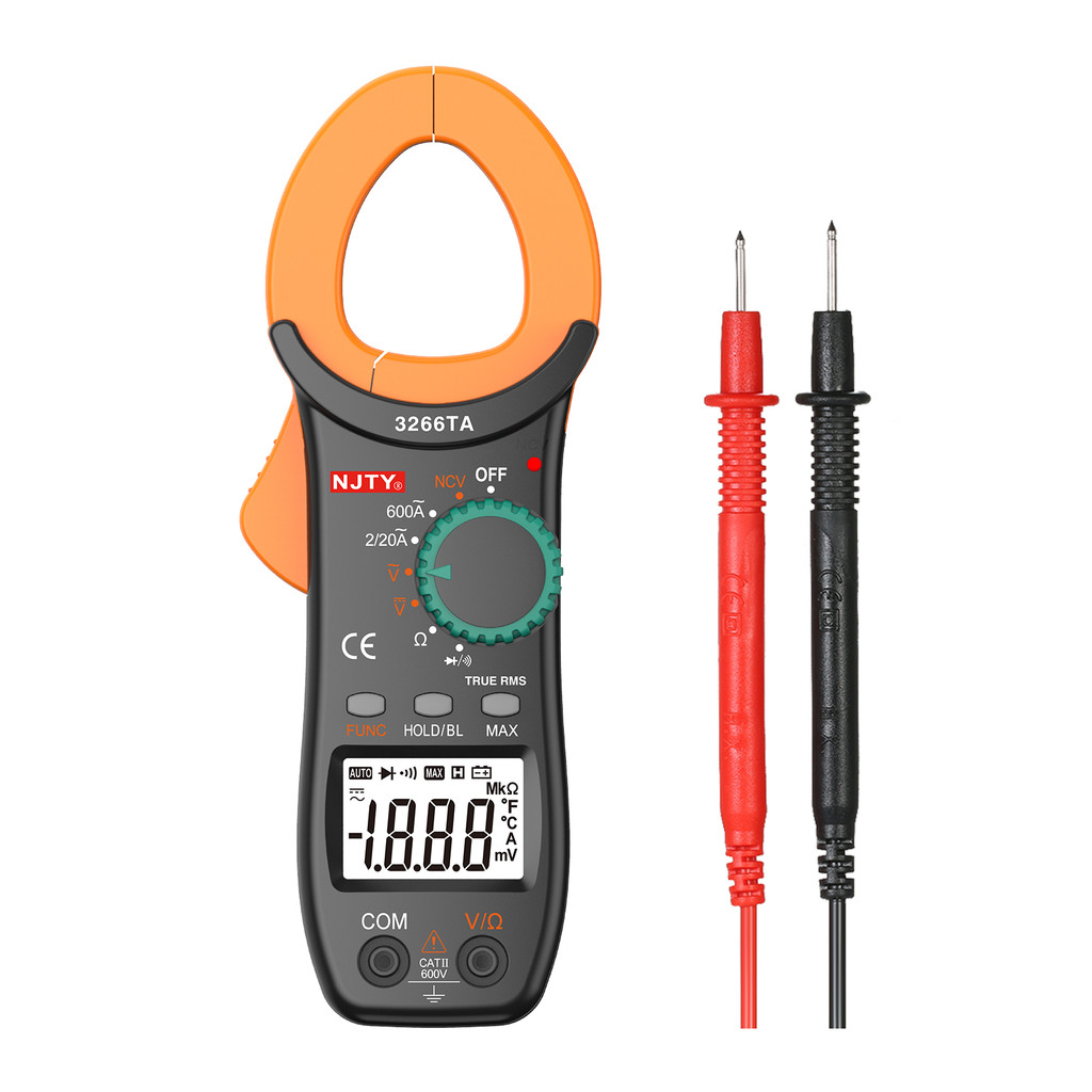 Đồng hồ kẹp NJTY Đồng hồ kẹp kỹ thuật số 2000 Đếm Đồng hồ vạn năng phạm vi tự động với NCV Kiểm tra 