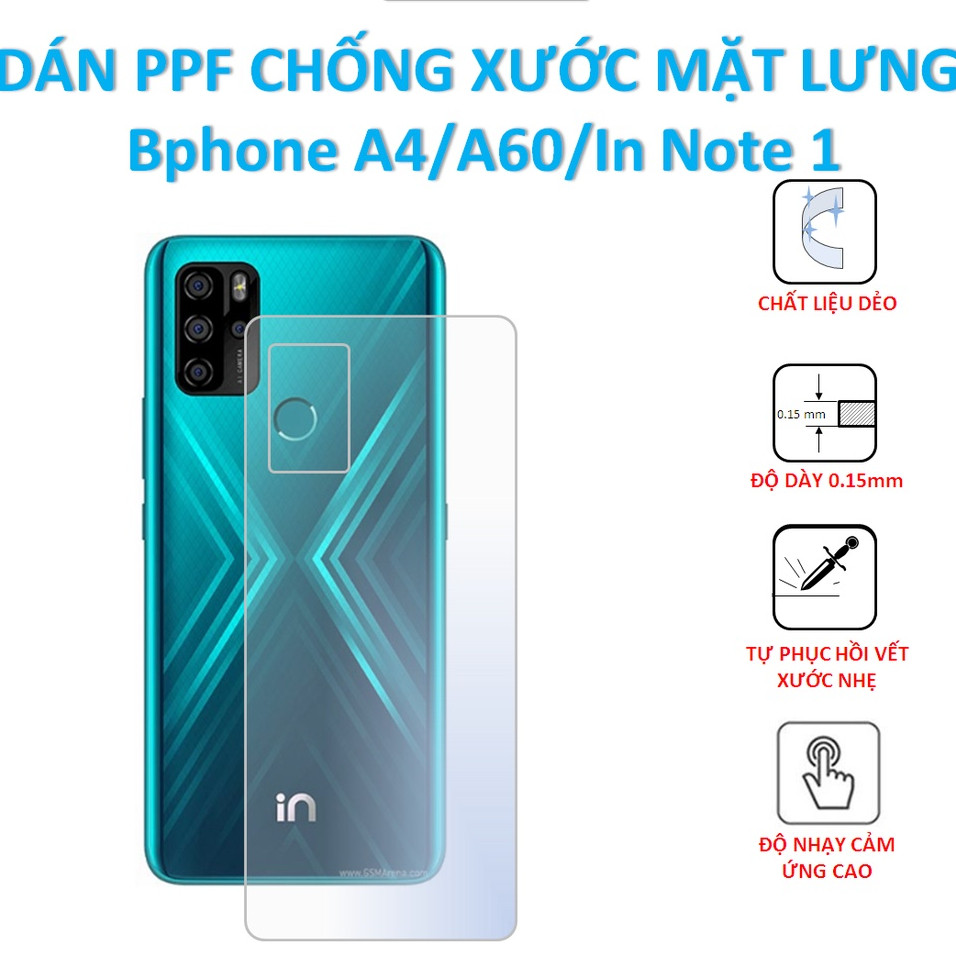Dán PPF/Decal/Skin chống xước mặt sau, camera Bphone A40/ A60/In note 1 ilistore