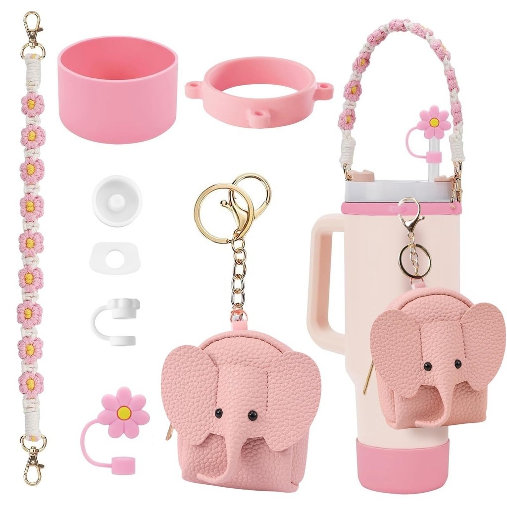 Phụ kiện cốc Stanley hoạt hình Bộ dây 40/30/20oz + Ổ cắm chống rò rỉ + Nắp ống hút + Nắp đáy cốc + H