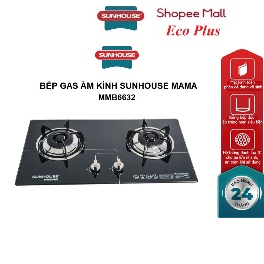 Bếp gas âm kính SUNHOUSE MAMA MMB6632 - Bảo hành tại nhà 24 tháng