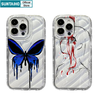 Suntaiho Thời Trang Độc Đáo Họa Tiết Bướm Cô Gái Ốp lưng Cho Iphone 16 15 14 12 13 11 Pro Max IP 7 8 Plus Iphon X Xs XR Xs Max TPU Mềm Cao Cấp Chống Sốc Ốp Lưng