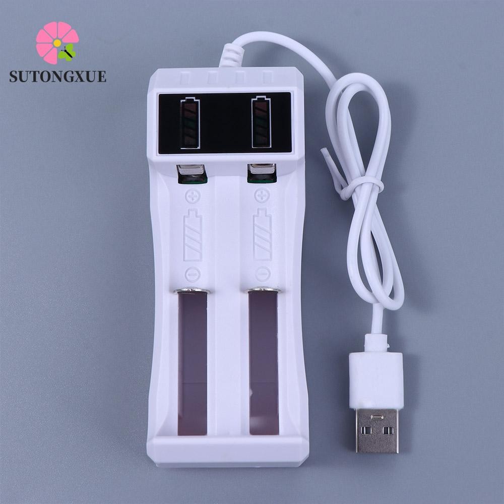 Sutongxue Sạc Pin An Toàn Sạc Thông Minh Pin Li-ion 2 Khe Cắm Sạc Thông Minh Đế Sạc 18650 Pin Sạc Pi
