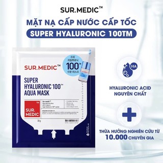 (Tách lẻ miếng) Mặt Nạ Cấp Nước Chuyên Sâu Sur.Medic Super Hyaluronic 100™ Aqua Mask Surmedic 30g
