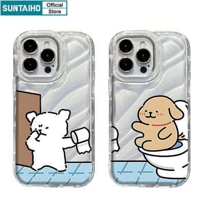 Suntaiho Ốp Lưng iPhone Đẹp trong suốt in hình Ngộ nghĩnh Dễ Thương Vỏ Hoạt Hình Chó Cặp Đôi Họa Tiết TPU Mềm Cao Cấp Chống Sốc Ốp Điện Thoại Cho Iphone 16 15 14 12 13 11 Pro Max IP 7 8 Plus Iphon X Xs XR Xs Max Ốp Lưng