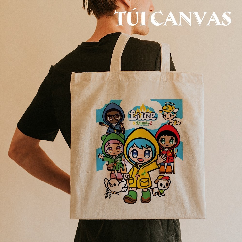 Túi Vải Canvas IN HÌNH LUCE VÀ NHỮNG NGƯỜI BẠN - BIỂU TƯỢNG HOẠT HÌNH VATICAN