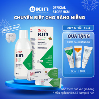 Combo Nước Súc Miệng Kem Đánh Răng Ortho Kin Cho Răng Niềng, Chỉnh Nha 500ml/75ml