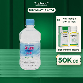 Nước Súc Miệng T-B Muối Natri Clorid 0.9% Traphaco Vệ Sinh Răng Miệng Mỗi Ngày Giữ Hơi Thở Thơm Mát Chai 500ml