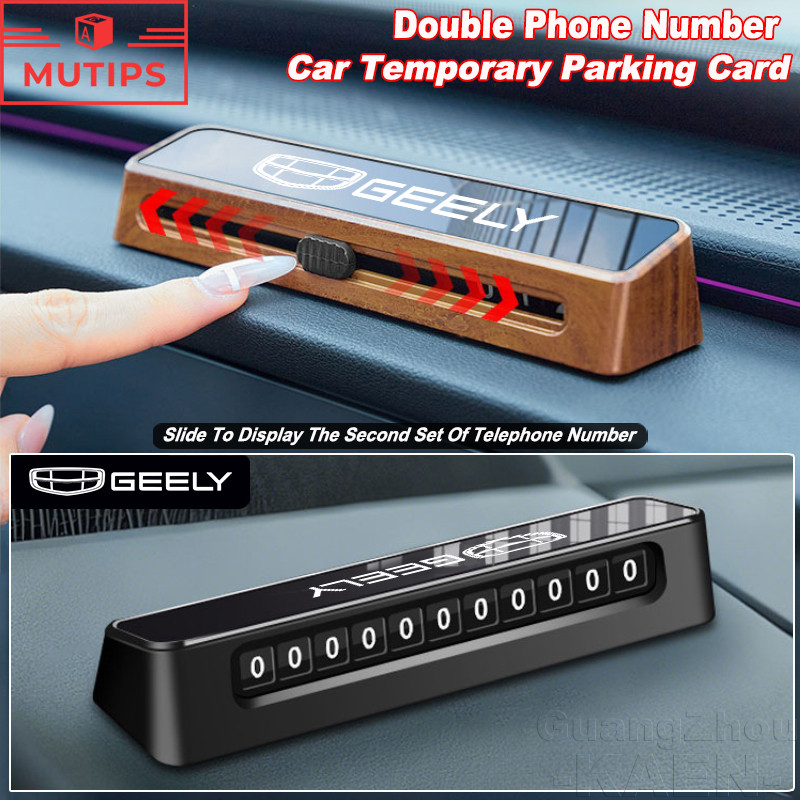 Geely Xe Số Điện Thoại Biển Số Thẻ Miếng Dán Xe Ô Tô Số Đôi Thẻ Đỗ Xe Tạm Thời Cho Emgrand Coolray O