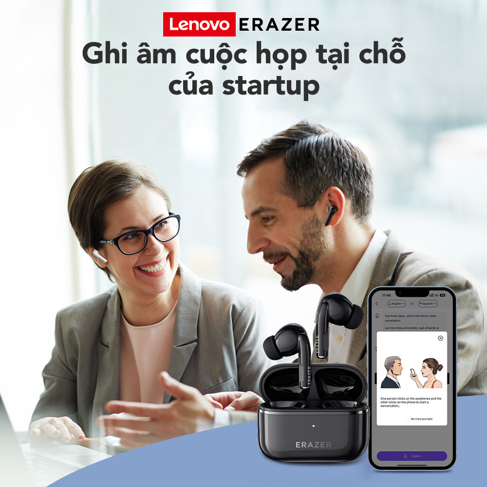 Lenovo ERAZER XT89 Pro Tai Nghe Phiên Dịch AI Tai nghe không dây Bluetooth 5.4 Tai nghe dịch AI Dịch 134 ngôn ngữ Giảm tiếng ồn thụ động Tai nghe nhét tai HIFI Có nút tai | BigBuy360 - bigbuy360.vn