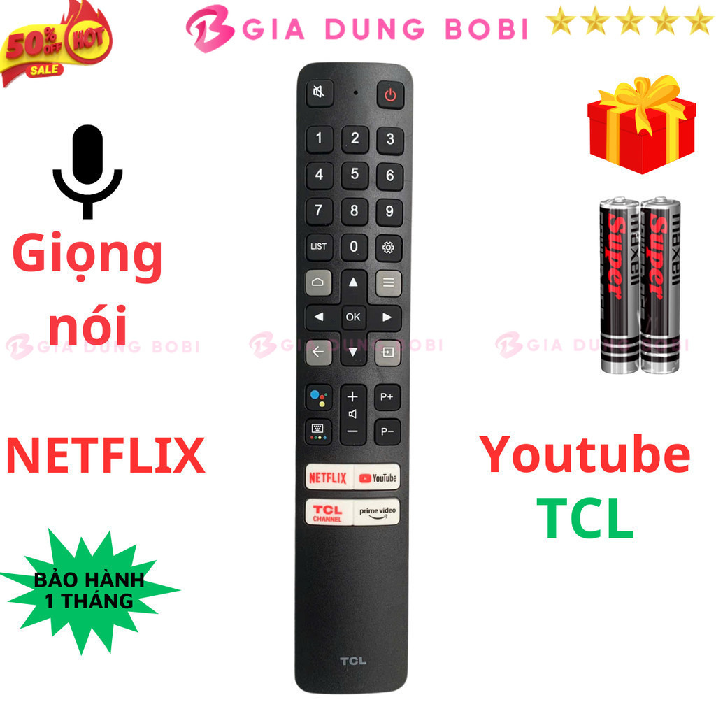 Remote điều khiển tivi TCL Mã 17 Giọng Nói, điều khiển TV TCL Smart - Tặng kèm pin - Gia Dụng Bo Bi