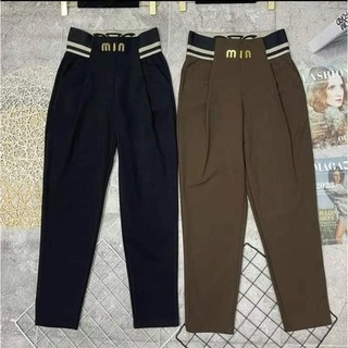  quần baggy nữ  vải umi hàn cao cấp cạp chun chữ  điểm nhấn chữ min 