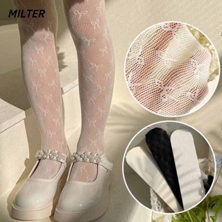 Quần lót trẻ em MILTER, Vớ ren nơ công chúa, Quần legging mỏng màu trắng mùa hè cho bé