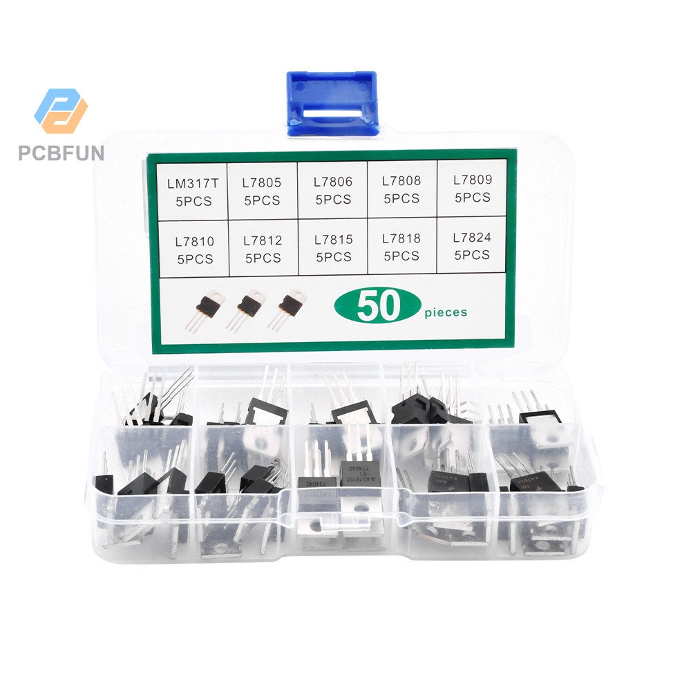Bộ ba ổn định điện áp ba đầu cuối Pcbfun TO-220 Series LM317T L7805 L7806 L7808 L7809 L7810 L7812 L7