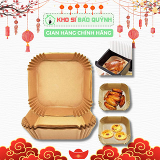  Set 50 tờ giấy nến lót nồi chiên không dầu hình vuông 20cm chịu nhiệt thấm dầu không dính tiện lợi 