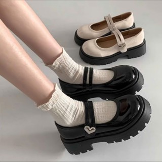  Giày LoLita Búp Bê Nữ Quai Dán Hình Trái Tim Đế Cao 5cm Thời Trang DOXTIM 