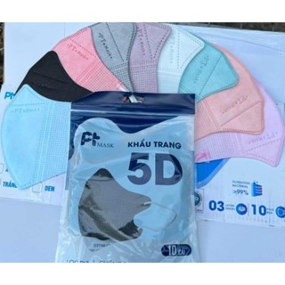 Combo 50 cái khẩu trang 5D PTmask màu lựa chọn, chống bụi, 3 lớp dày dặn.