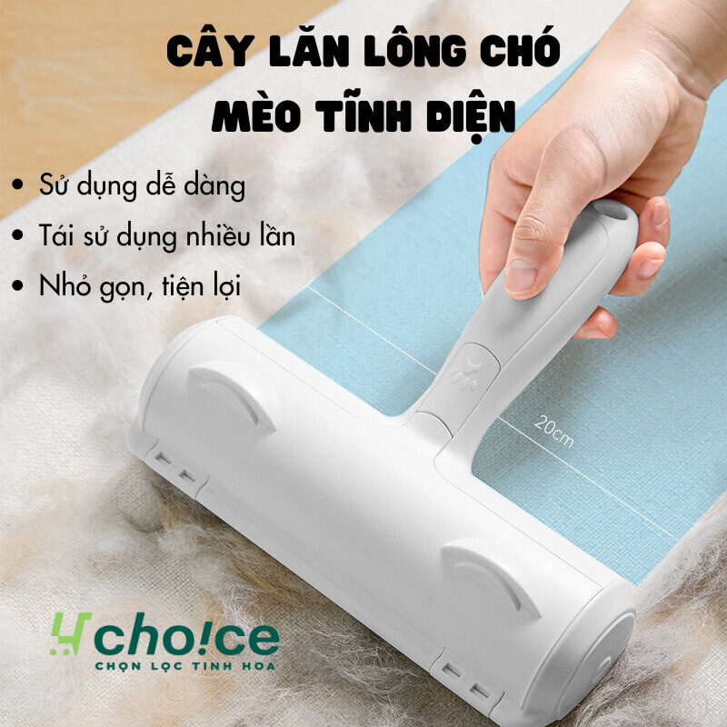 Cây lăn lông chó mèo tĩnh diện, làm sạch lông thú cưng bám trên chăn giường nệm quần áo.