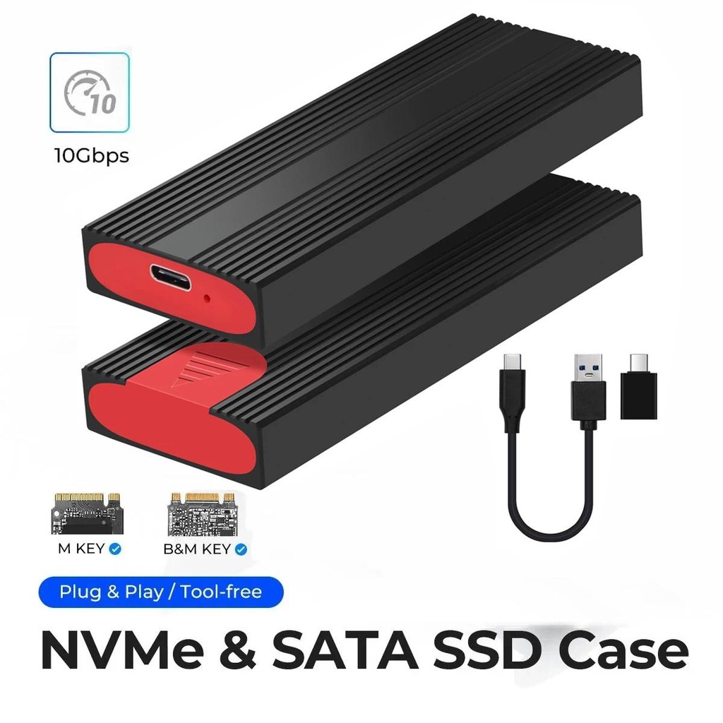 M2 NVMe SSD Vỏ 5 / 10Gbps PCIe SSD Box cho M.2 NVMe NGFF SATA SSD Disk Tool Free M.2 SSD Adapter Đĩa