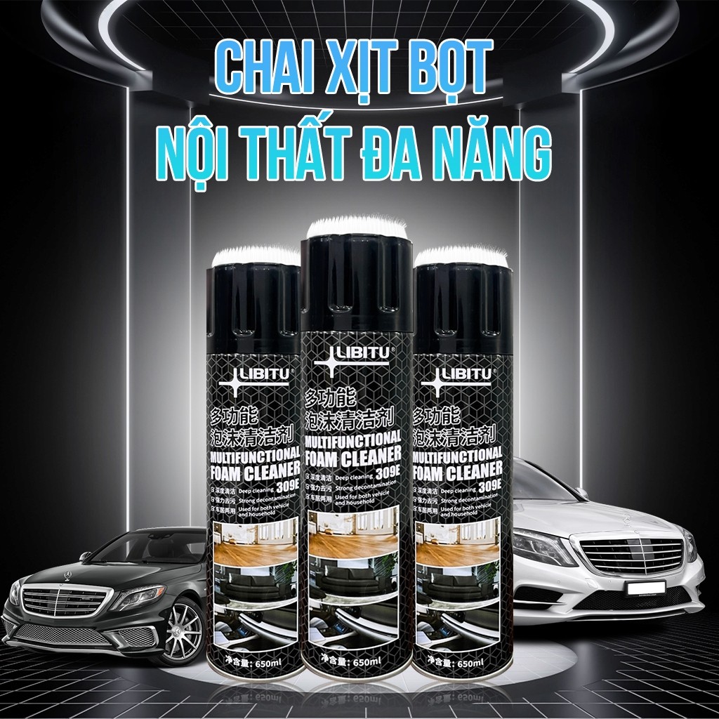 Chai Xịt Bọt Vệ Sinh Nội Thất Đa Năng - Tẩy Đa Năng Dạng Bọt LIBITU 650ML