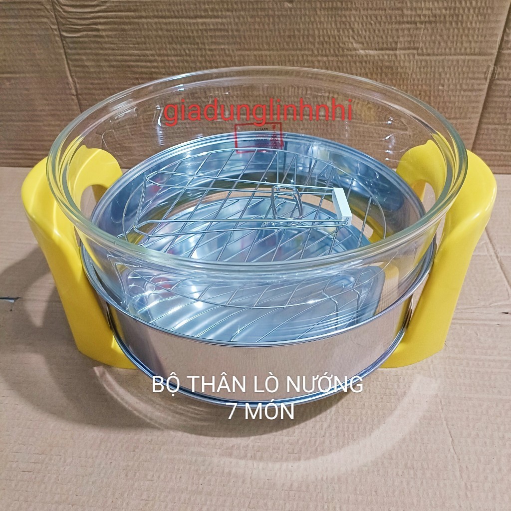 Thân và Phụ kiện Lò Nướng Thủy Tinh Dung Tích 12 lít- 17 lít dùng được cho tấc cả các loại lò nướng
