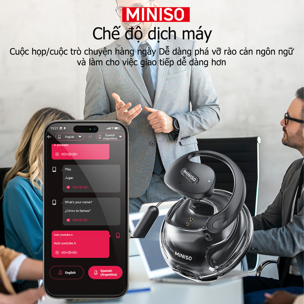 Miniso X15 Pro Tai Nghe Phiên Dịch AI tai nghe dịch thuật Bluetooth 5.4 Tai nghe dịch AI Tai nghe ASMR Âm thanh nổi ba chiều 3D Dịch 135 ngôn ngữ Tai nghe mở Tai nghe không dây Âm thanh nổi Chống nước | BigBuy360 - bigbuy360.vn