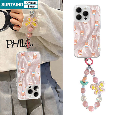 Suntaiho Hoạt Hình Dễ Thương Họa Tiết Gấu Ốp Lưng Điện Thoại Charm Clear Matte Mềm Chống Sốc Cho iPhone 11 12 13 14 15 16 Pro Max IP 7 8 Plus Iphon X XS XR