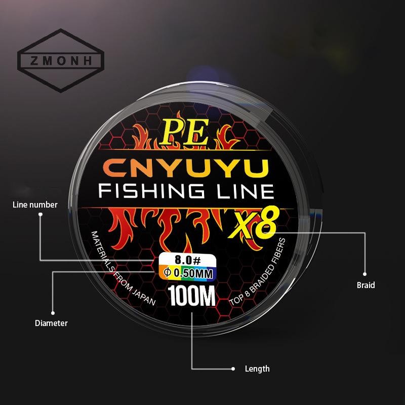 Dây câu ZMONH Braid 0.6-6.0 # 100M 4 Dây PE Dây câu cá Fly Diều Đường biển Dây câu dệt nước mặn * mớ