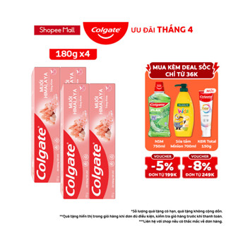 Bộ 4 Kem đánh răng Colgate thiên nhiên muối Himalaya sáng khỏe 180g