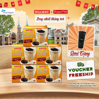 Combo 5 hộp Trà Sữa Trân Châu Hoà Tan - Hillway - Vị Truyền Thống (hộp 5 gói trà sữa, 5 gói trân châu)