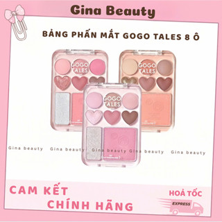 [GOGOTALES] Bảng mắt Gogo tales trái tim 8 ô kèm Highlight Má Hồng theme Sticker 3 in 1 GT609 Ginabeauty