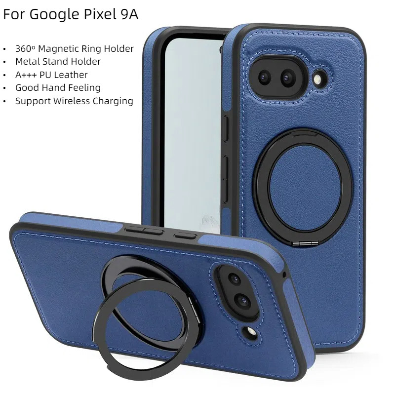 Dành Cho Google Pixel 9A 9 A Ốp Lưng Sang Trọng 360o Từ Tính Giá Đỡ PC Da Cứng Vỏ Điện Thoại Cho Goo