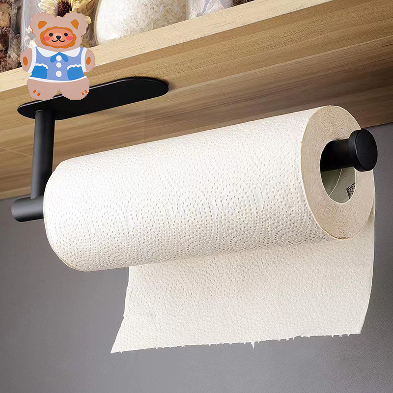 Kitchen Roll Holder, Wall Mounted Hanging Kitchen Roll Holder, Stainless Steel, No Drilling, Self-Ad