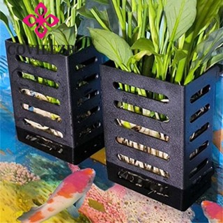 Covieezb Chậu trồng bể cá Giỏ trồng cây, Giá đỡ cây thủy sinh treo màu đen bằng nhựa, Phụ kiện bể cá có móc treo Chậu cây thủy sinh nổi Bể cá