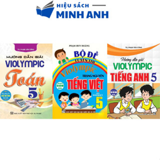 Sách - Combo Hướng Dẫn Giải ViOlympic Toán 5 +Violympic Tiếng Anh 5 + Bộ Đề Luyện Thi Violympic Tiếng Việt 5