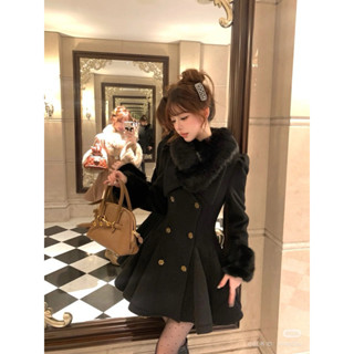  Áo khoác dạ dài tay thắt eo phong tiểu thư mùa đông Hàn Quốc cho nữ khí chất mặc ngoài áo khoác dạ cho nữ 