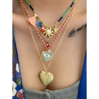 Xuyu Bohemian Hoạt Hình Cá Tình Yêu Quỷ Mắt Mặt Dây Chuyền Dây Vòng Cổ Bộ Trang Sức Ngày Lễ Phụ Kiện