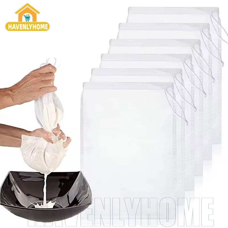  Dụng cụ lọc túi sữa hạt có thể tái sử dụng - Bộ lọc sữa chua phô mai thực phẩm - Túi đựng phô mai Nylon không tẩy trắng - Dụng cụ lọc lưới mịn nhà bếp - Túi lọc tiện ích nhà bếp 