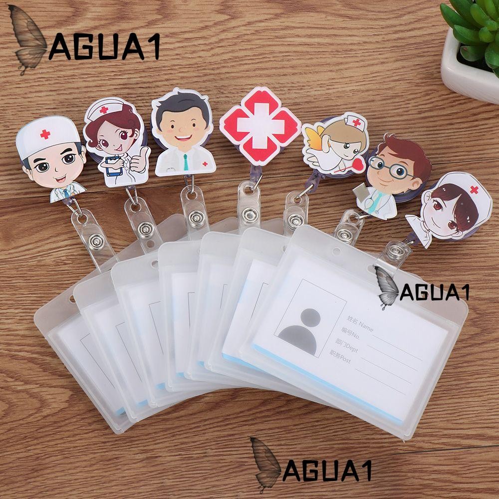 AGUA1 ID Huy Hiệu Có Thể Thu Vào Thẻ Tên Kẹp Kim Loại Y Tá Bác Sĩ Huy Hiệu Người Giữ