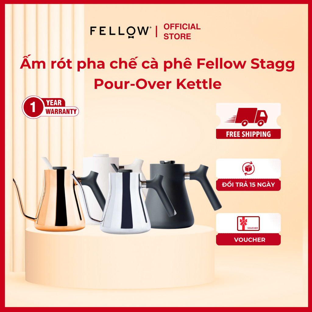 Ấm Rót Nước Pha Cà Phê Vòi Cổ Ngỗng Fellow Stagg Pour Over Kettle, Tích Hợp Nhiệt Kế - Dung Tích 1.0