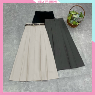 Chân váy xếp ly midi dáng dài xòe chữ A có túi chất Tuyết mưa đứng form ly sắc nét có bigsize CV103