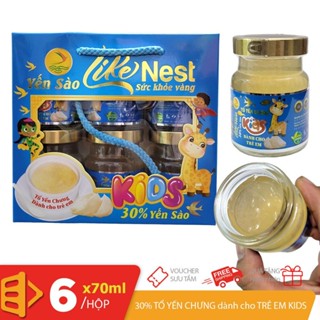   Like Nest  Hộp xách 6 hủ x 70ml tổ yến sào 30% yến chưng dành cho trẻ em Yến Kids sức khỏe Vàng 