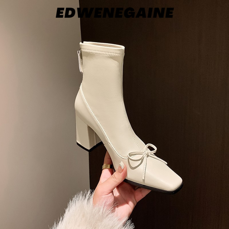 EDWENEGAINE giày nữ boot nữ bột Thời trang trăm mốt Độc lạ Sang trọng Chống trơn trượt Cổ điển FSX24B0ONY 46Z241111